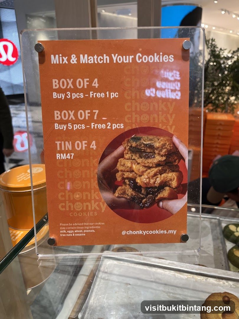 Chunky Cookies Menu