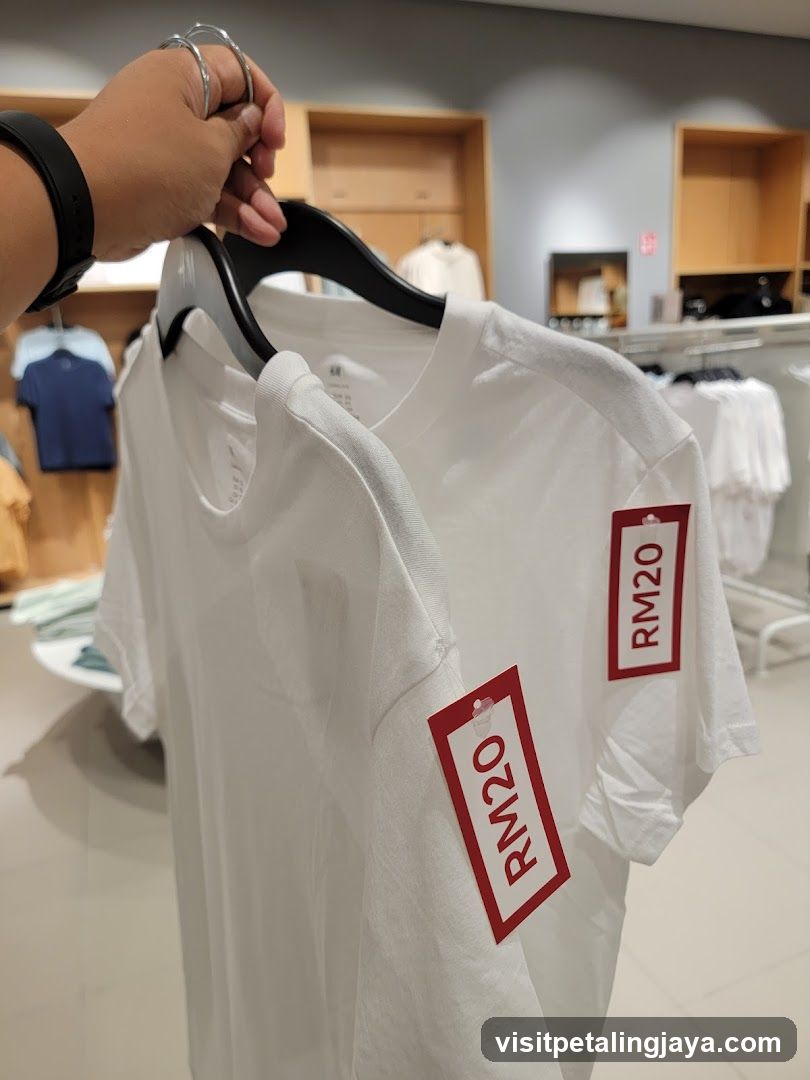 White T-Shirt with Price Tag in Store