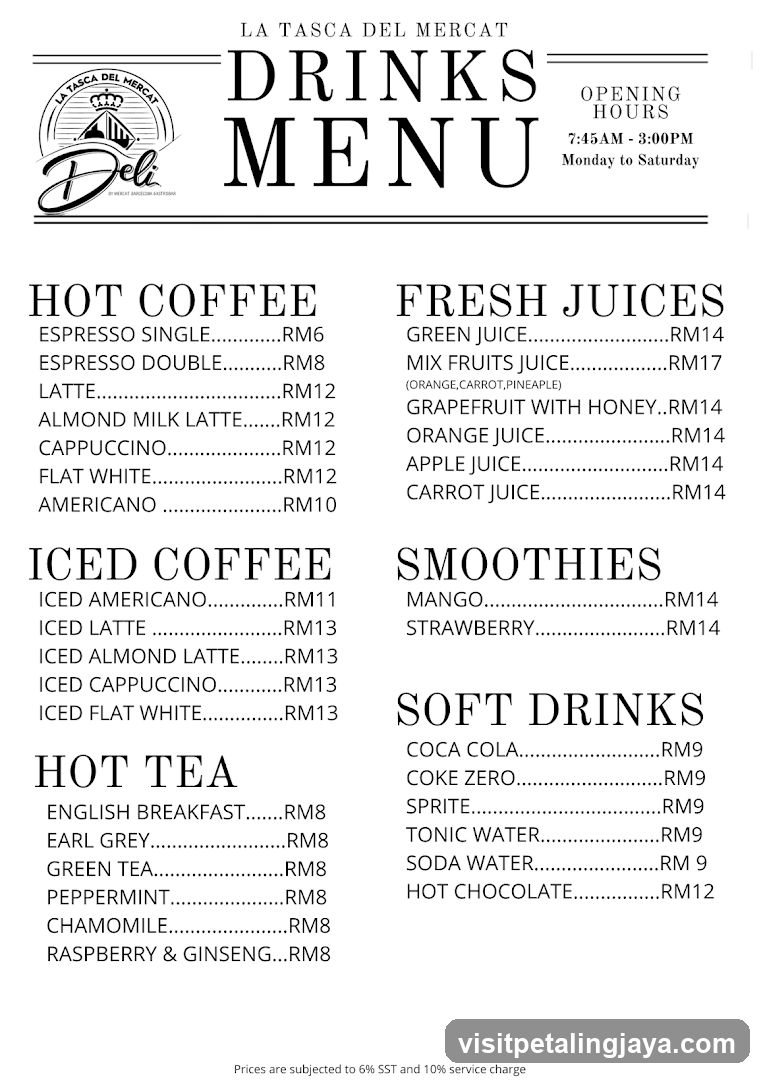 La Tasca del Mercat Drinks Menu
