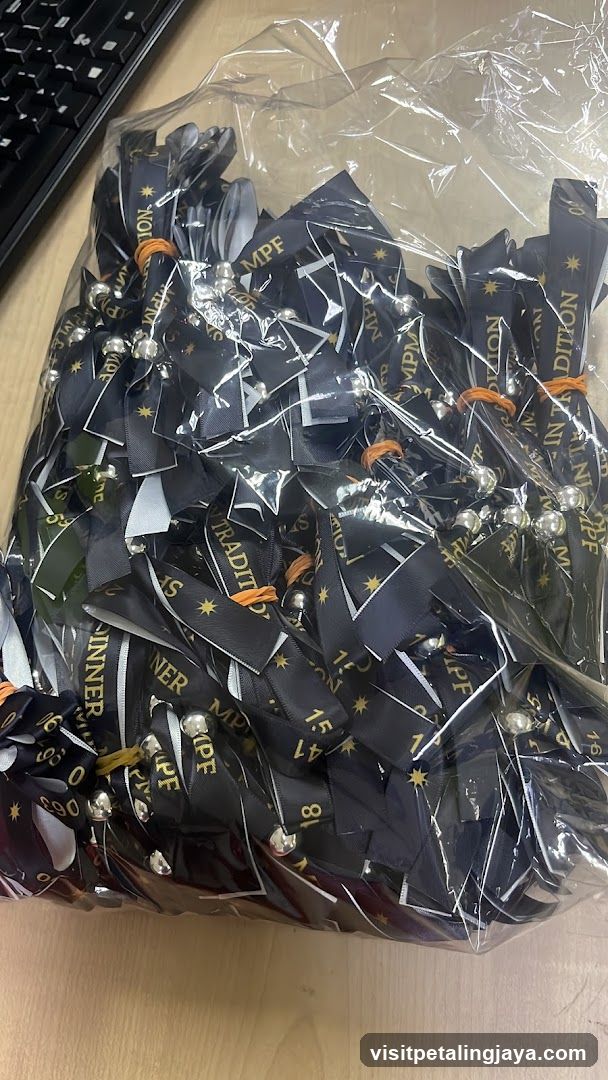 Bag of lanyards with bells and numbers