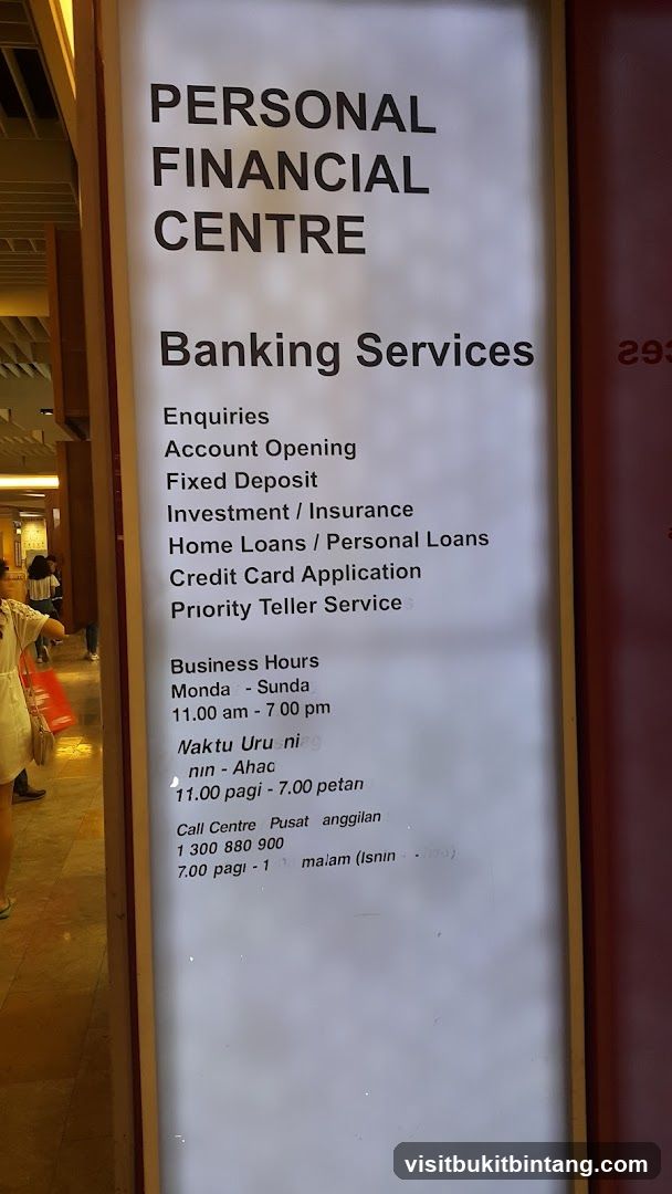 Personal Financial Centre Banking Services Sign