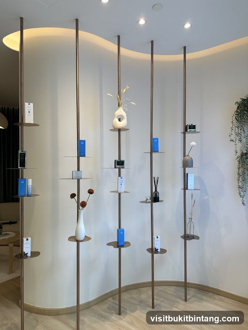 Display shelves with products