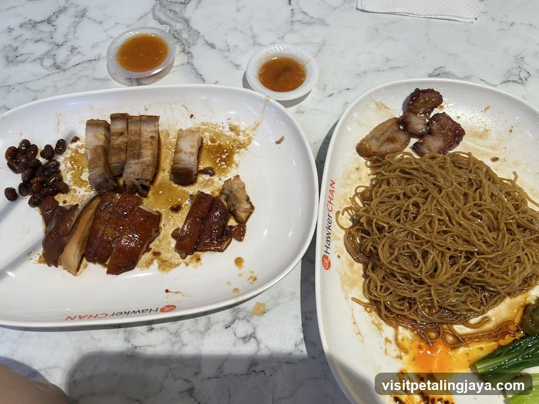 Hawker Chan Noodle and Meat Plate