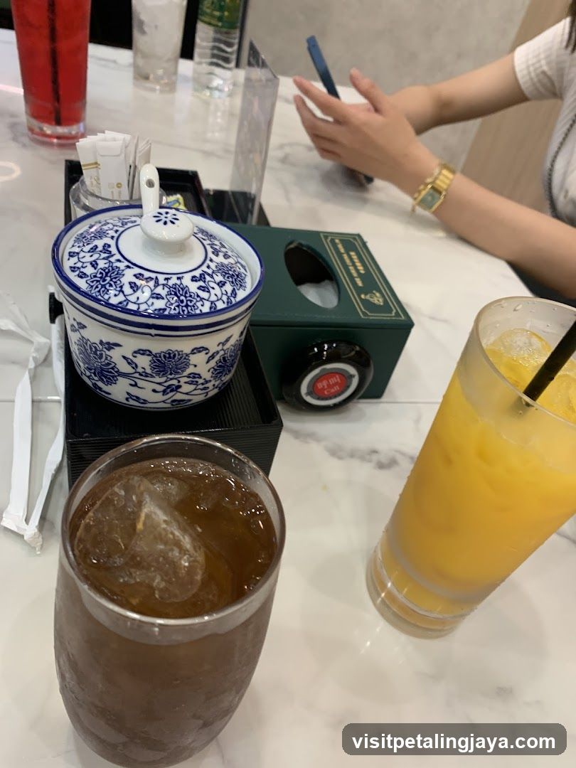 Table with drinks and tea set