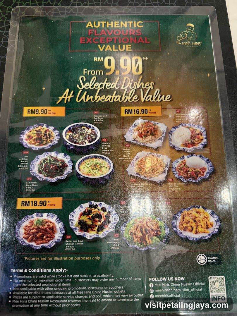 Mee Hids China Muslim Restaurant Promotional Menu