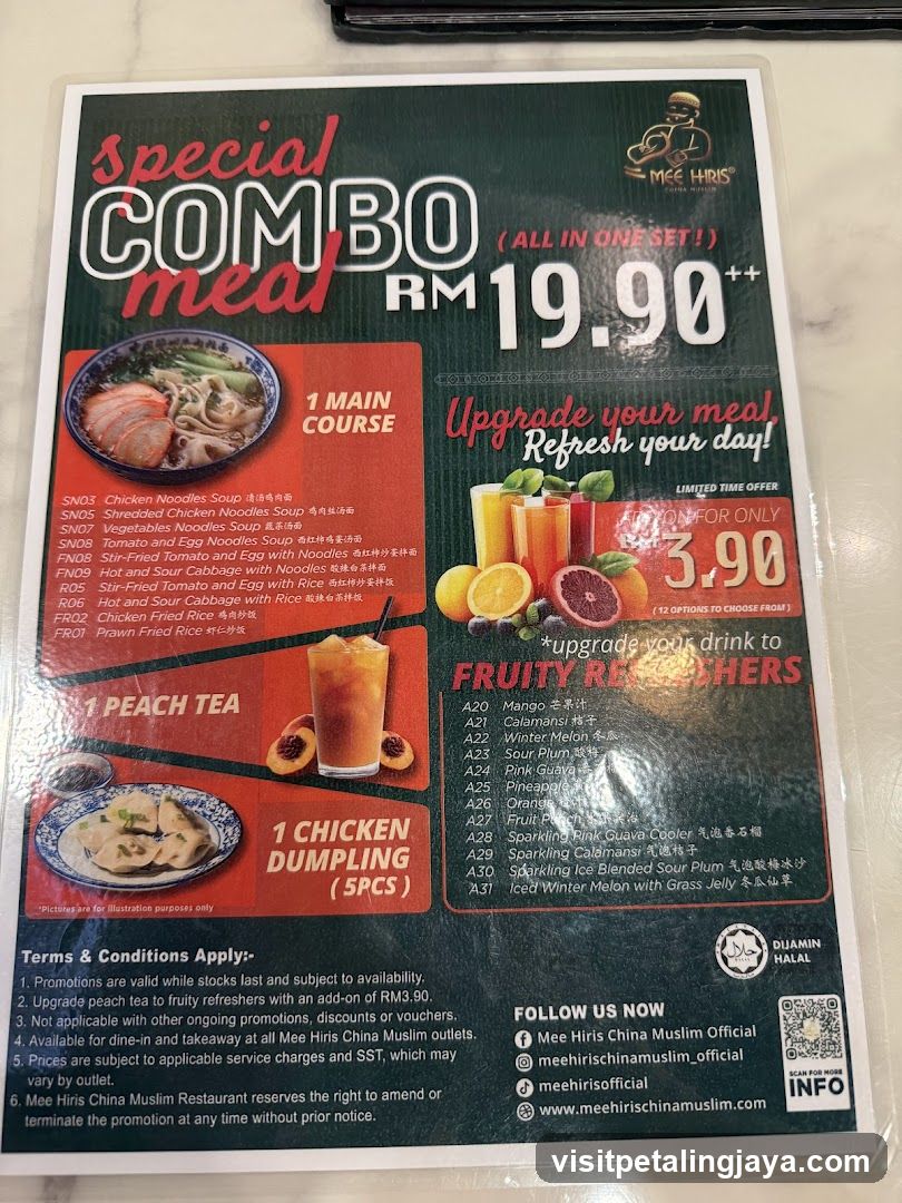 Mee Hirs China Muslim Special Combo Meal Menu