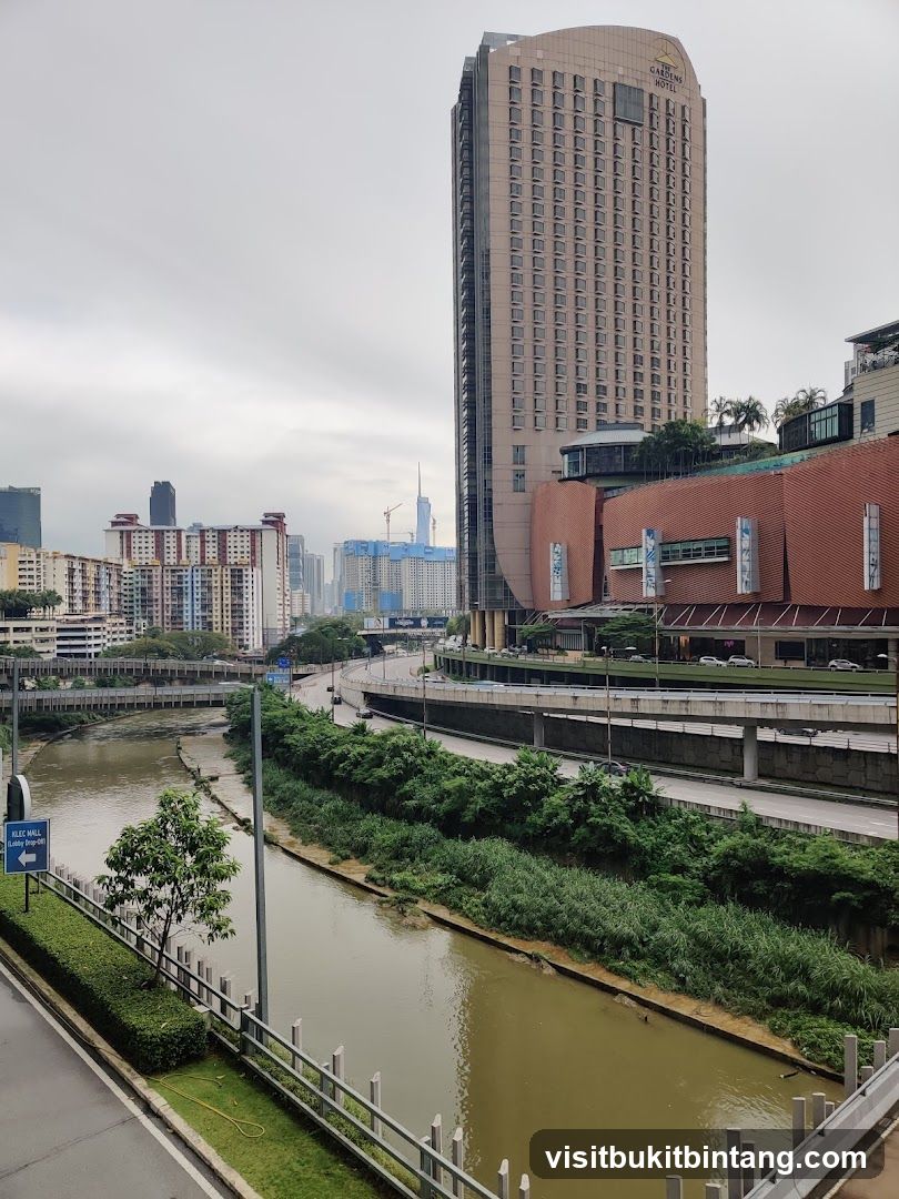 Cityscape with River and Tall Buildings
