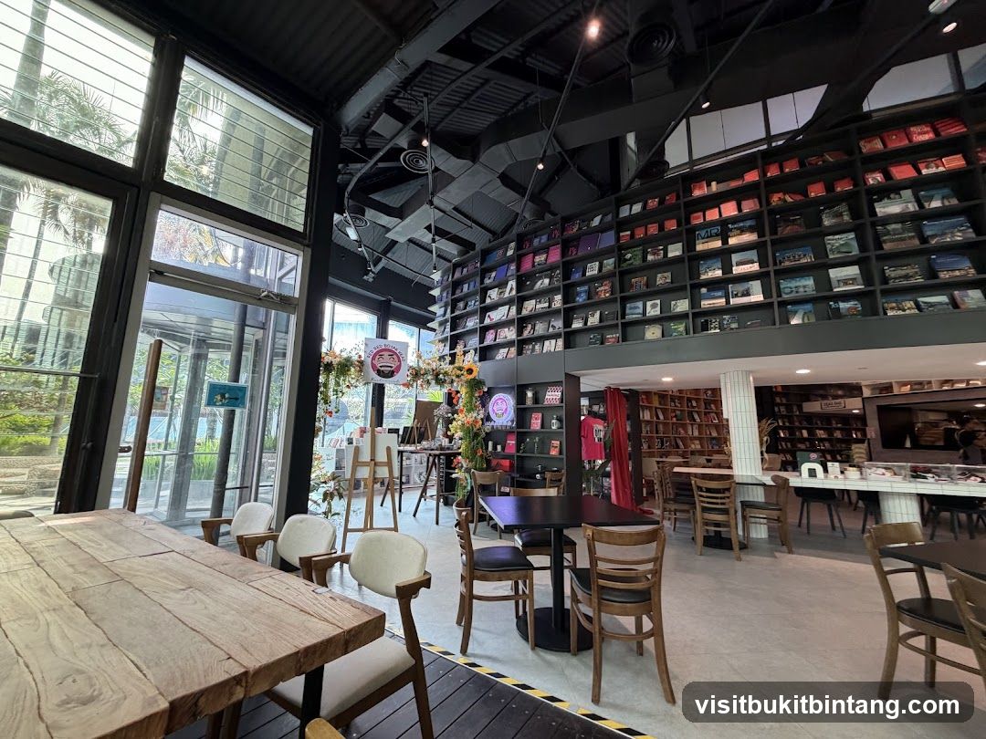 Interior of a bookstore cafe