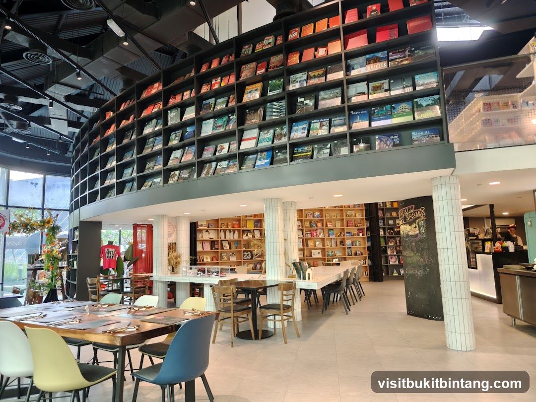Interior of a bookstore cafe