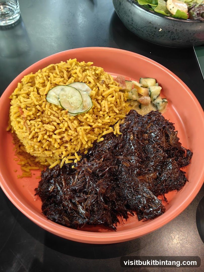 Pulled Meat with Rice and Salad