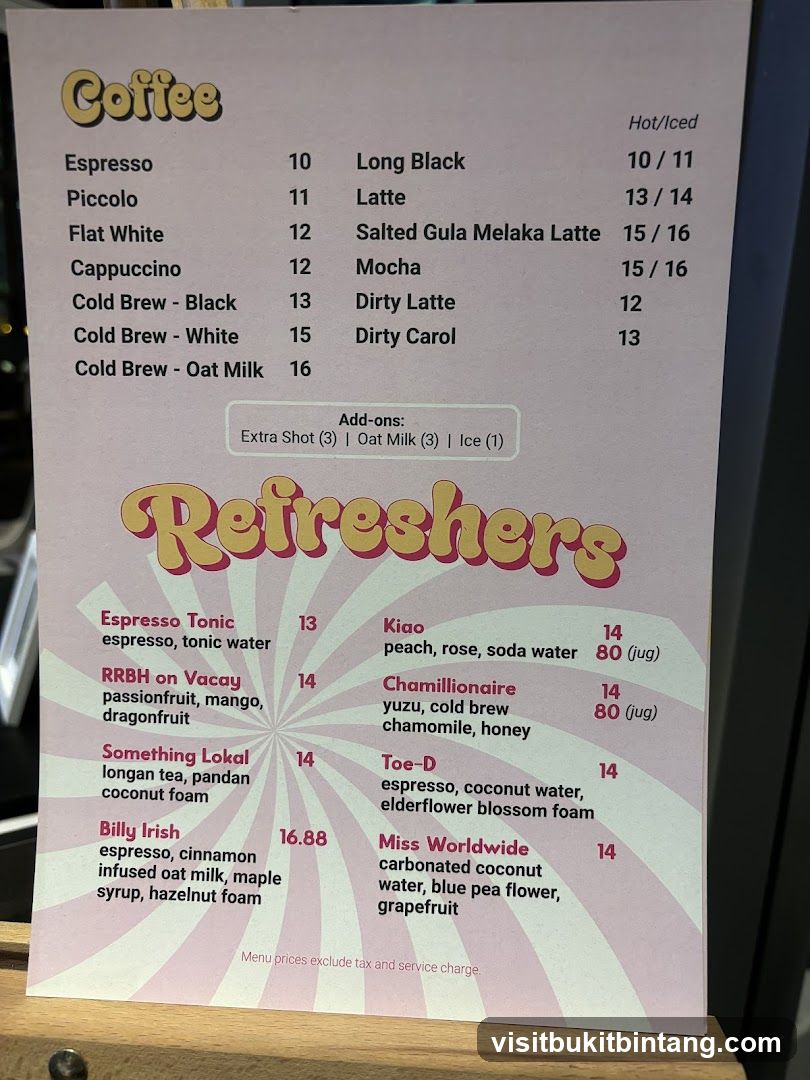 Coffee and Refreshers Menu