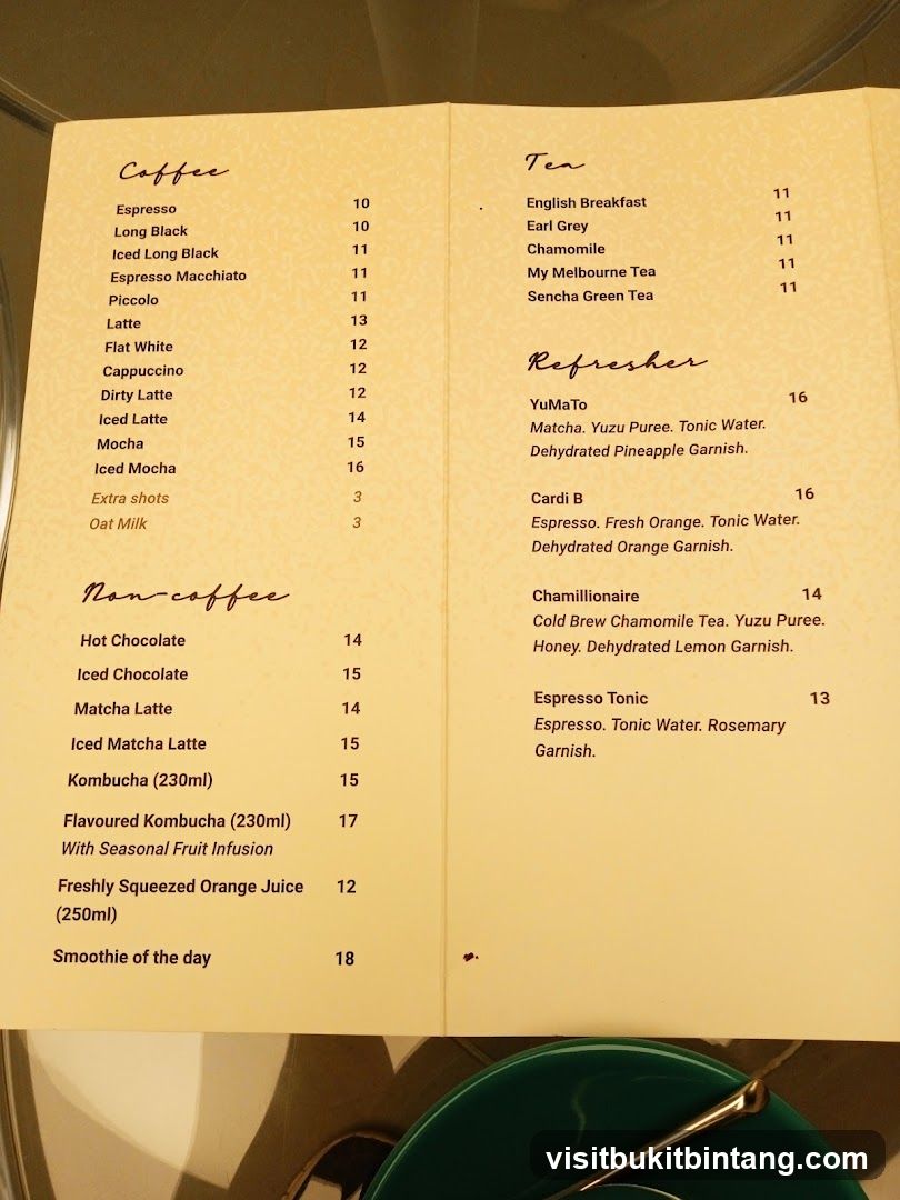 Coffee and Tea Menu