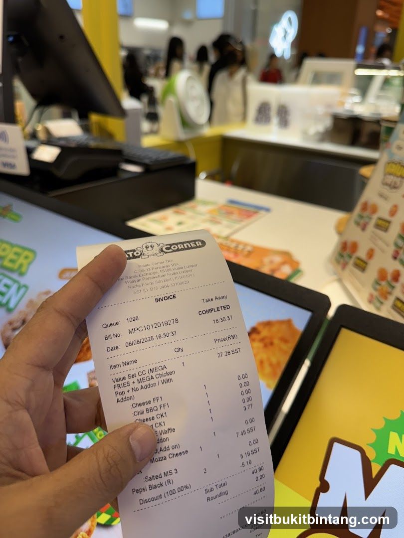 Receipt from Potato Corner
