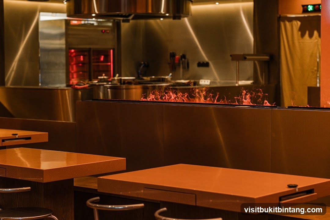 Restaurant Interior with Flames