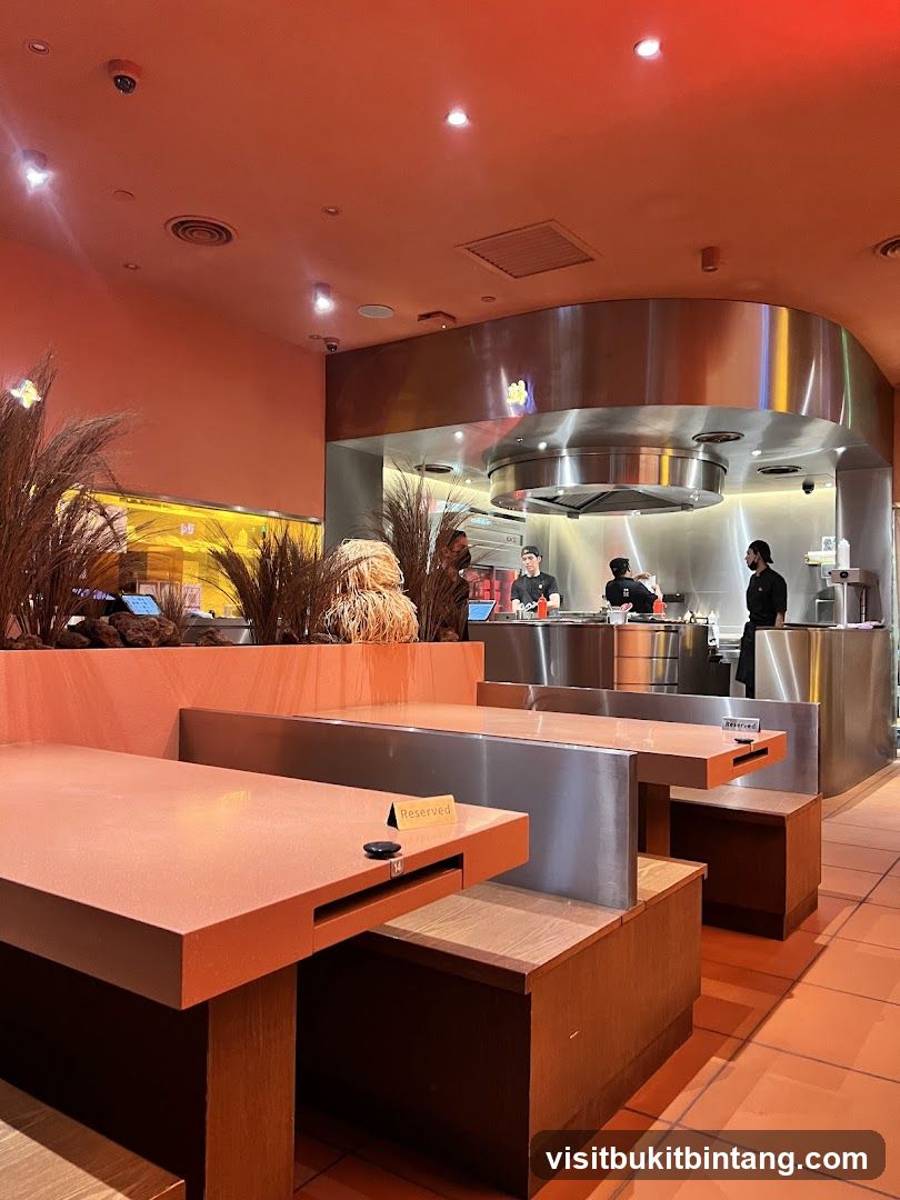 Restaurant Interior with Open Kitchen