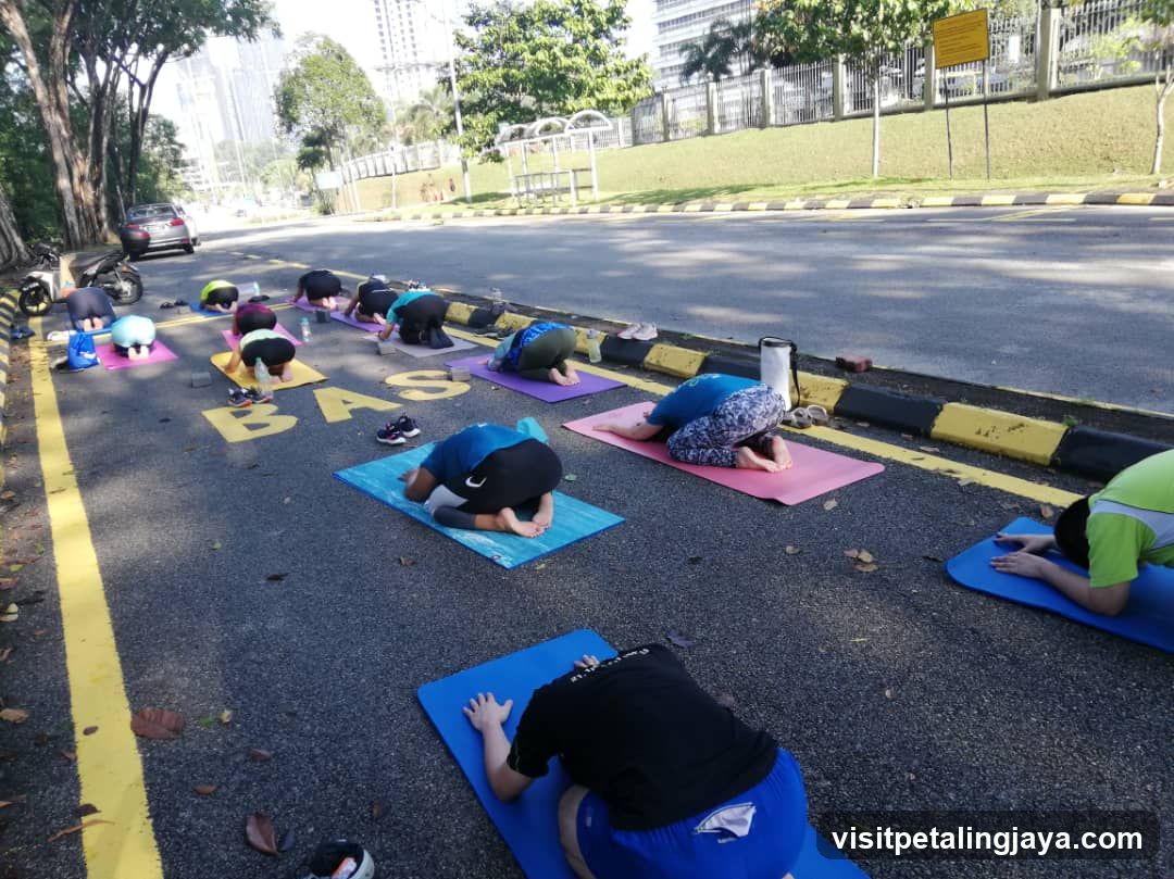 Outdoor Yoga Session on Roadside