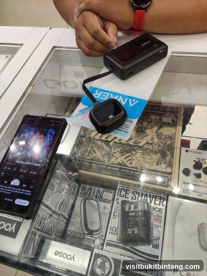 Electronics and accessories on display