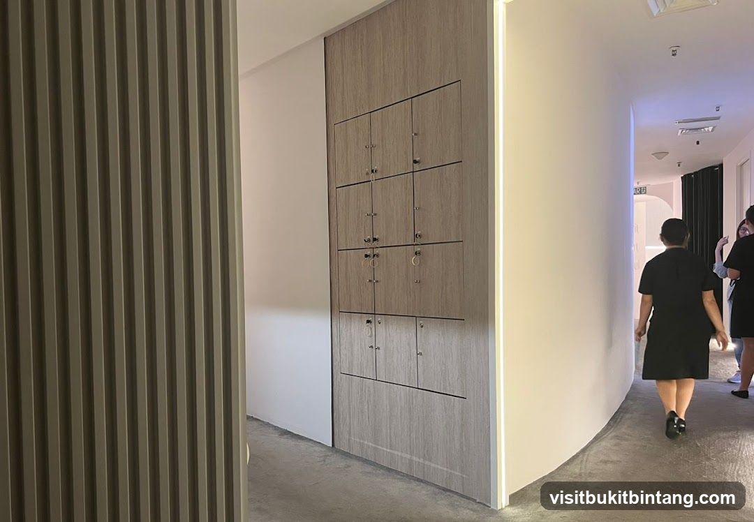 Modern hallway with lockers and people