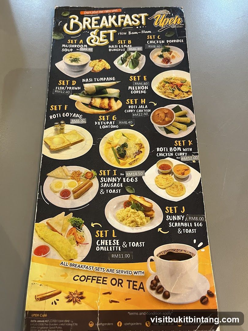 UPEH Cafè Breakfast Set Menu