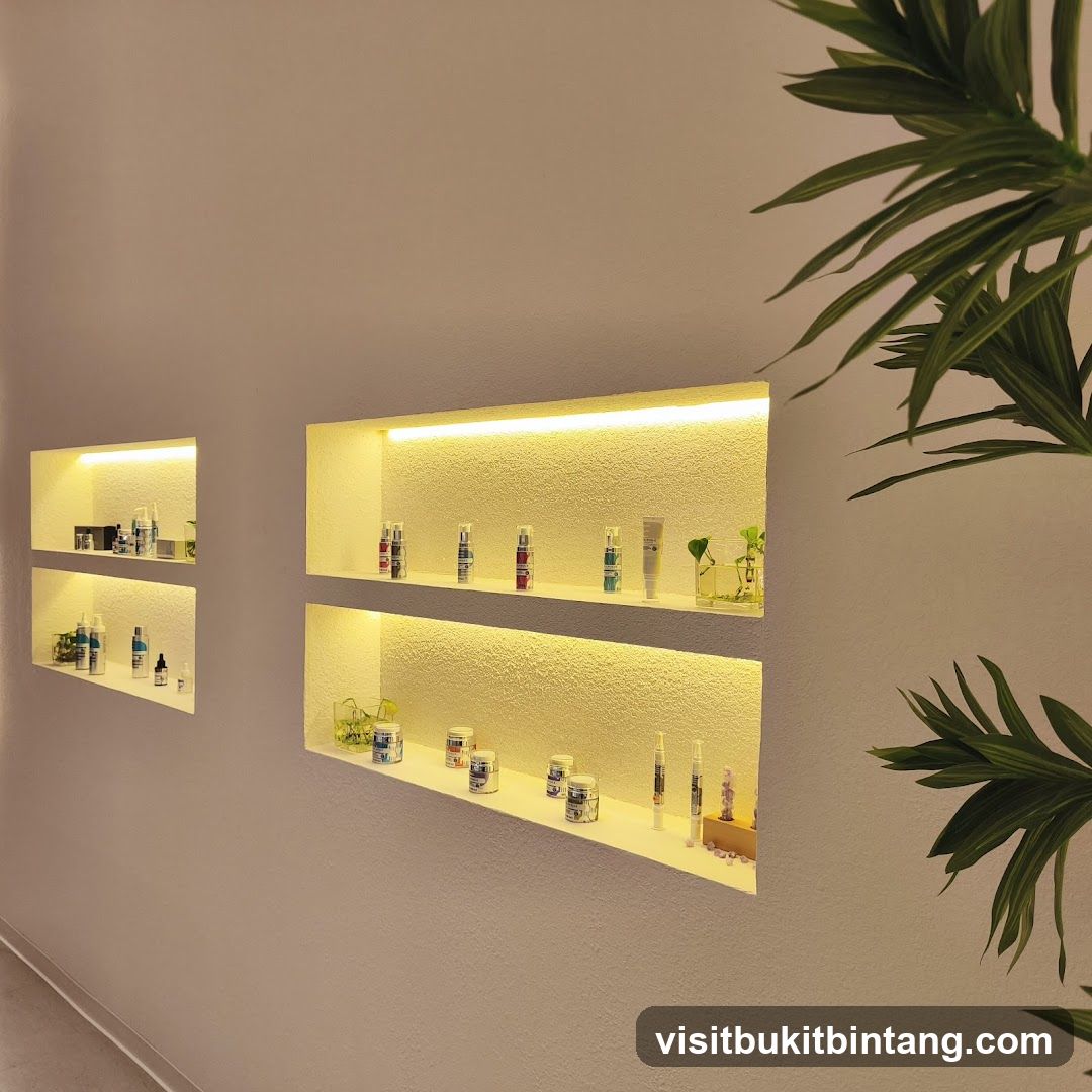 Skincare Products Displayed on Shelves