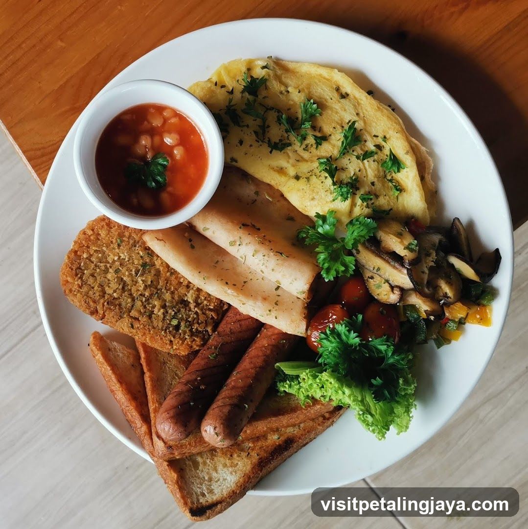 Breakfast Plate with Omelette and Sausages