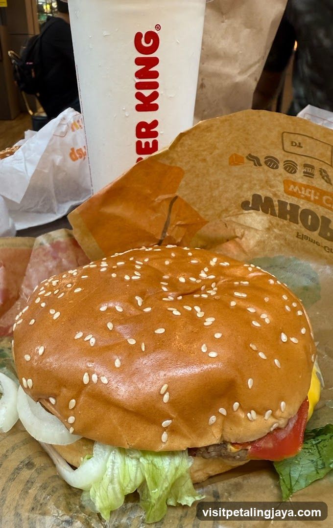 Burger and Drink at Fast Food Restaurant
