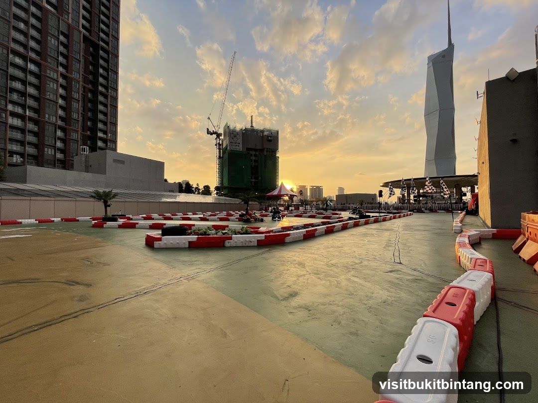 Rooftop Go-Kart Track at Sunset