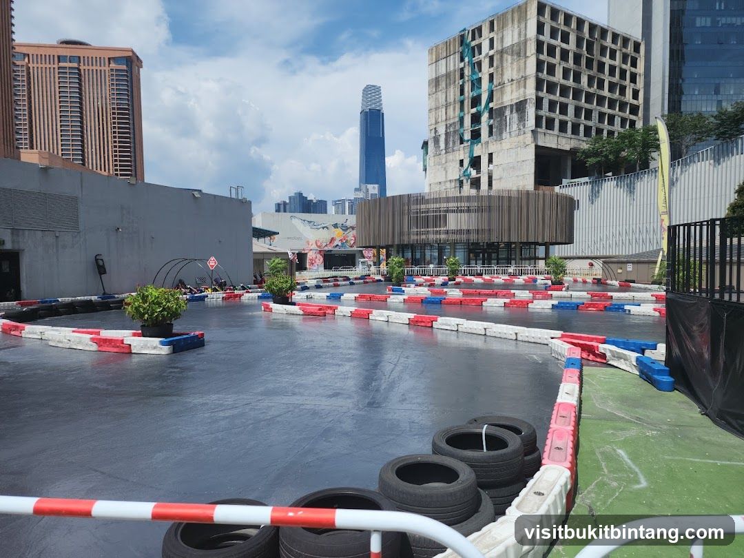 Go-Kart Track with Cityscape Background