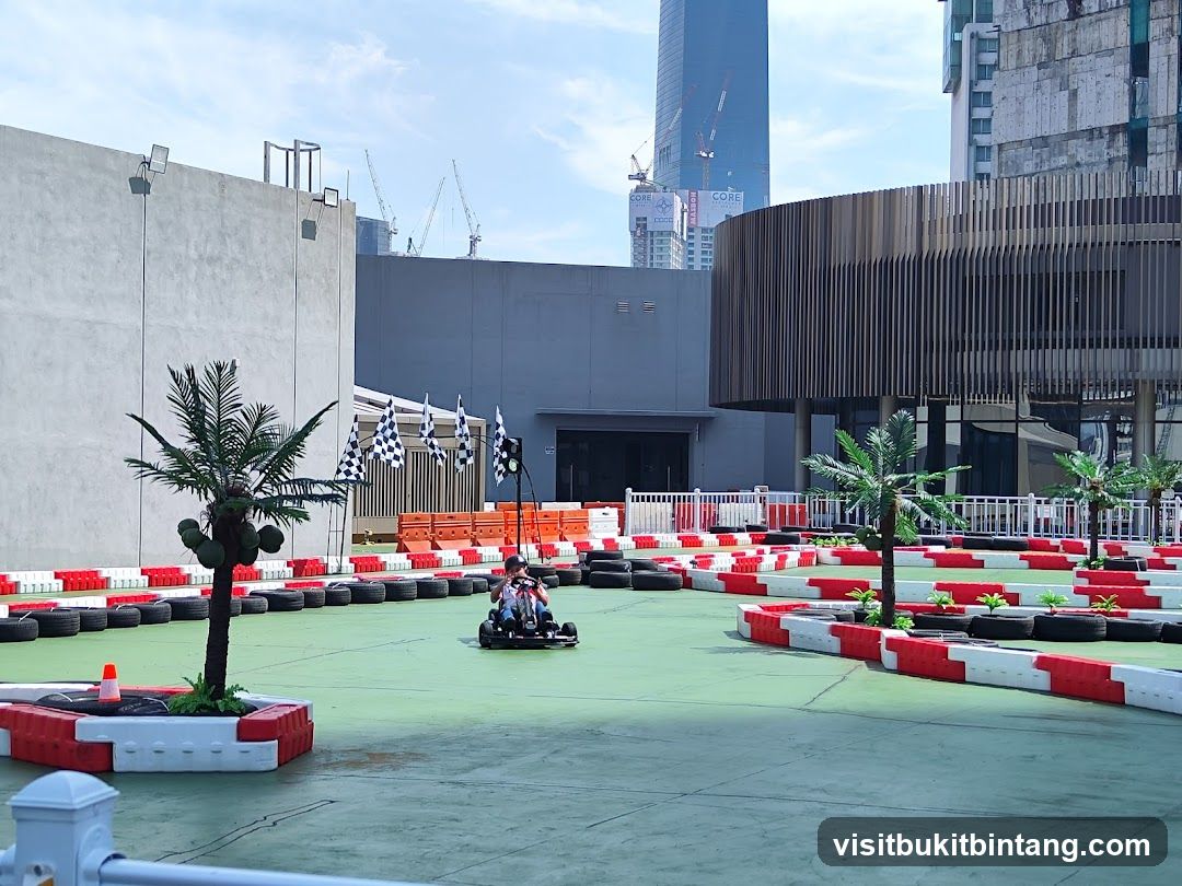 Go-Kart Track with Cityscape Background