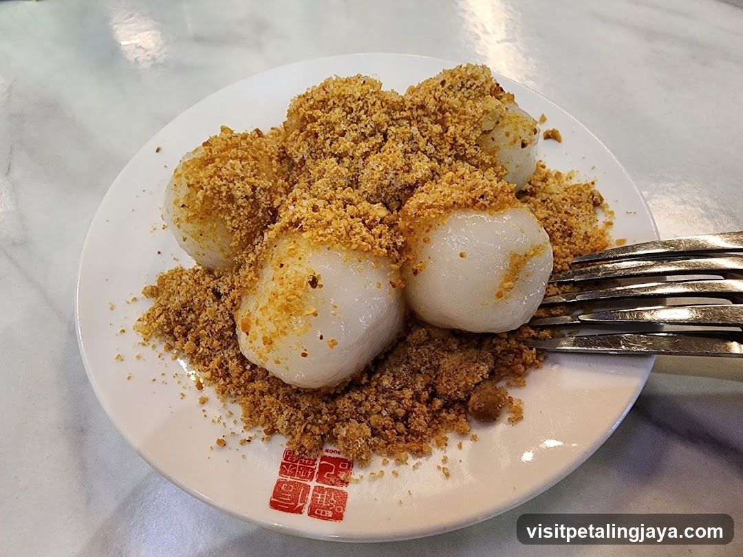 Glutinous Rice Balls with Crushed Cracker Topping