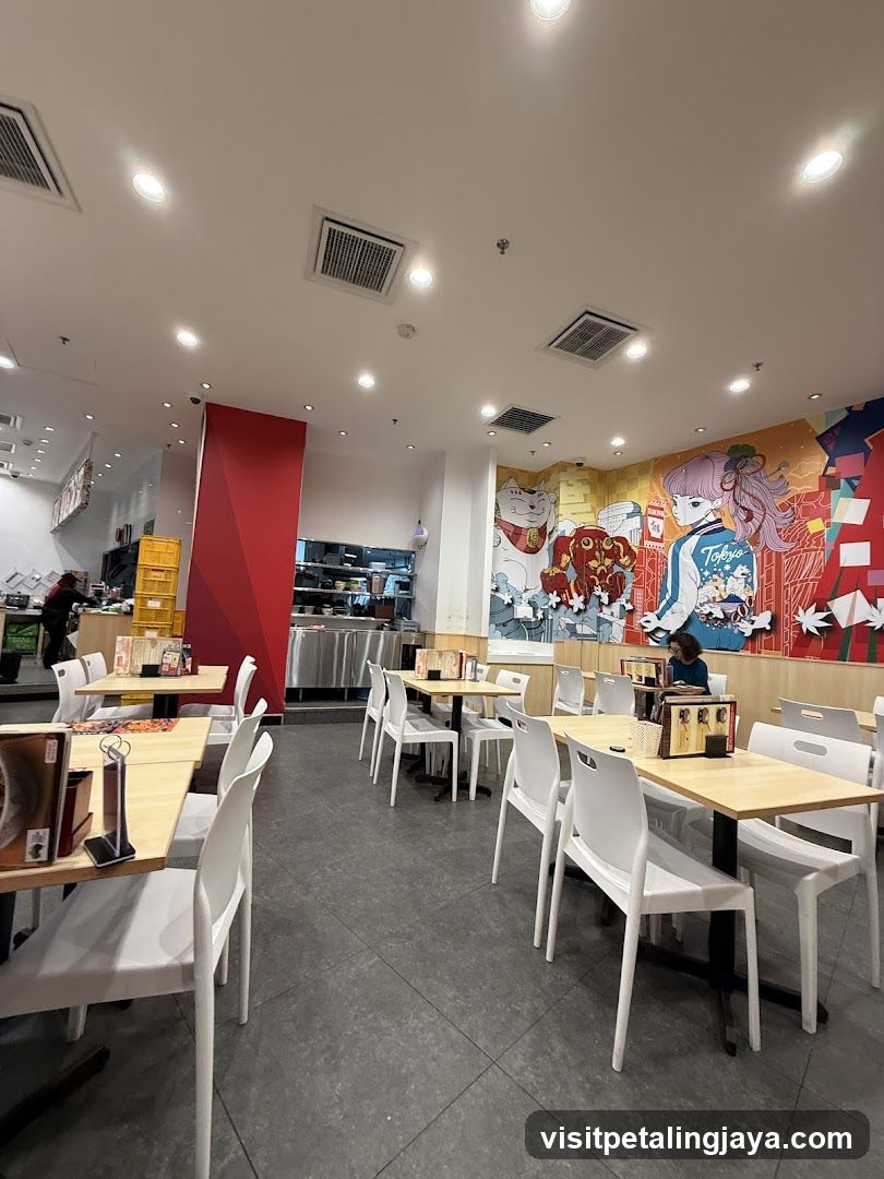 Restaurant Interior with Japanese Artwork