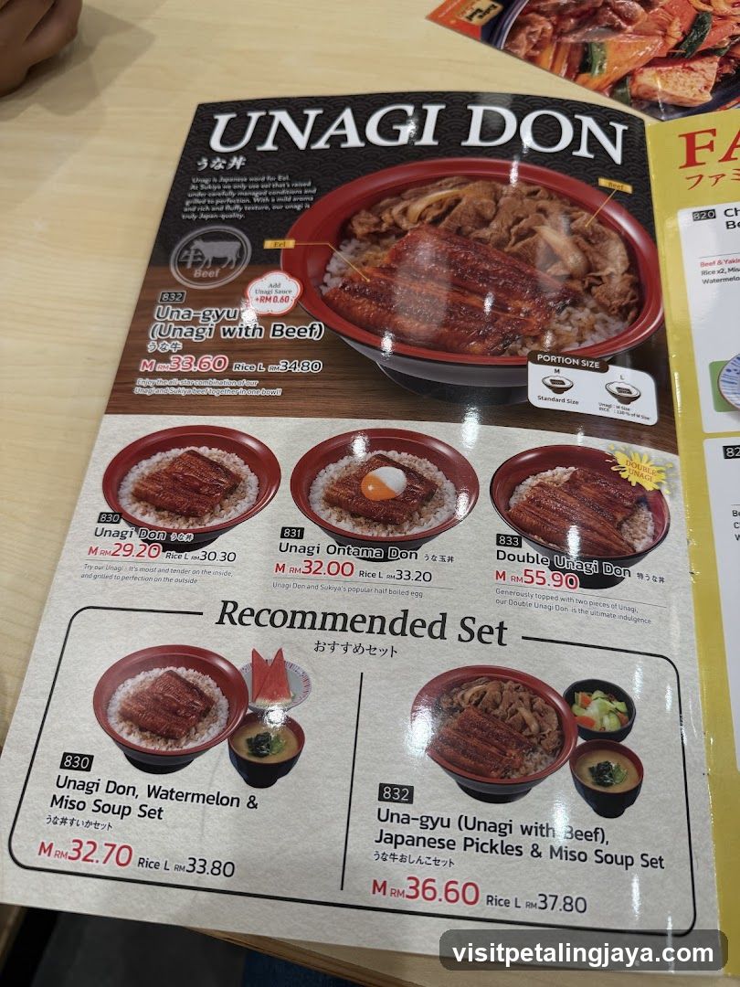 Unagi Don Menu Page