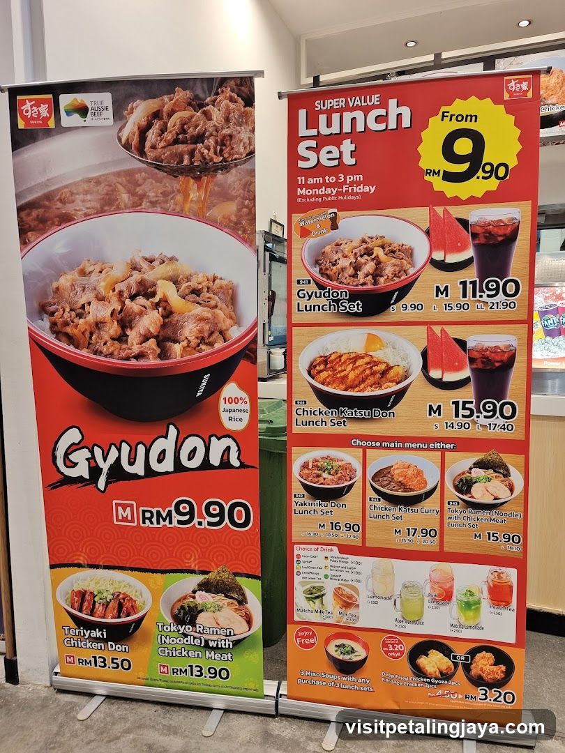 Gyudon and Lunch Set Menu Display