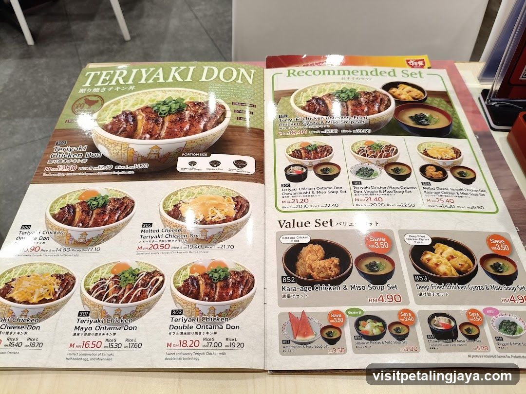 Teriyaki Don Menu