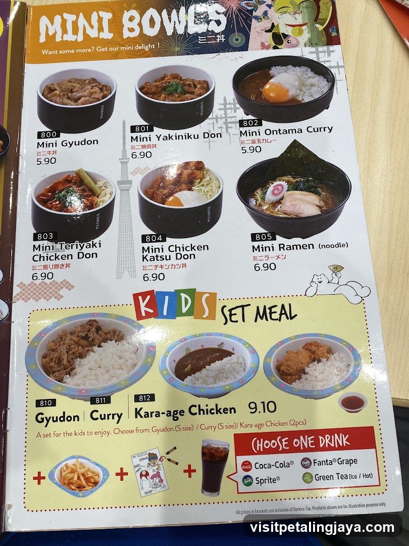 Mini Bowls & Kids Set Meal Menu