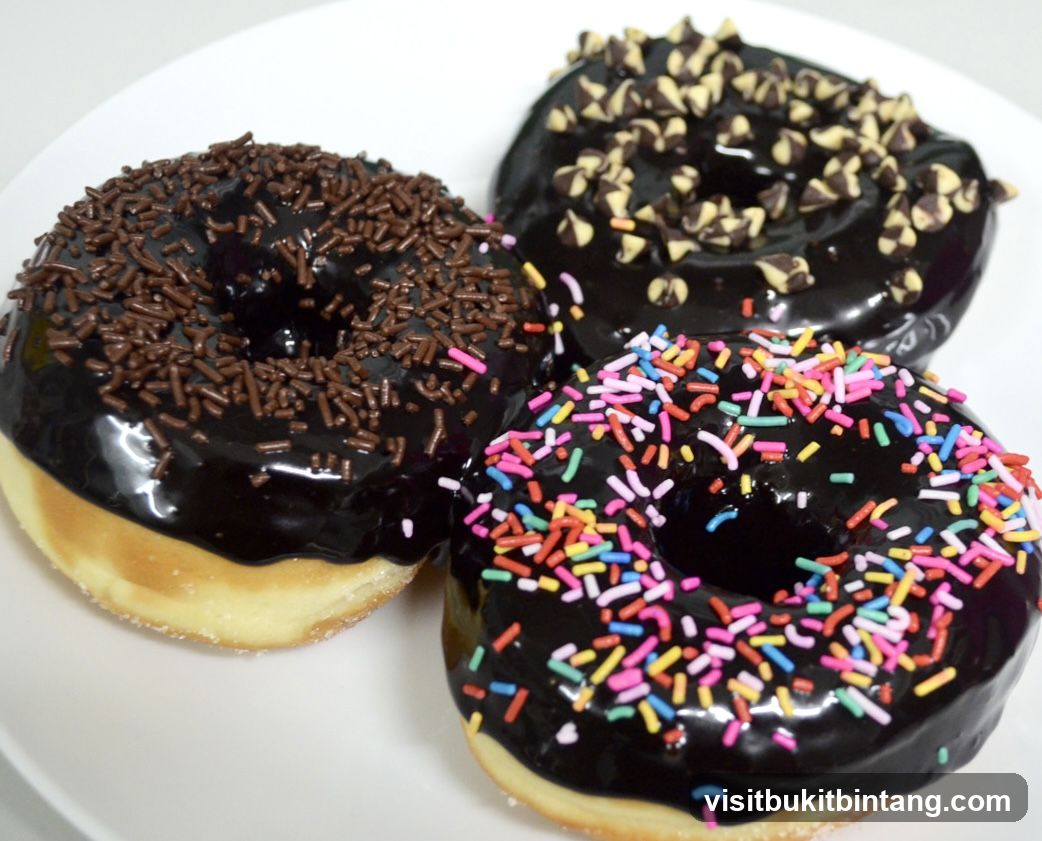 Three Chocolate Frosted Donuts