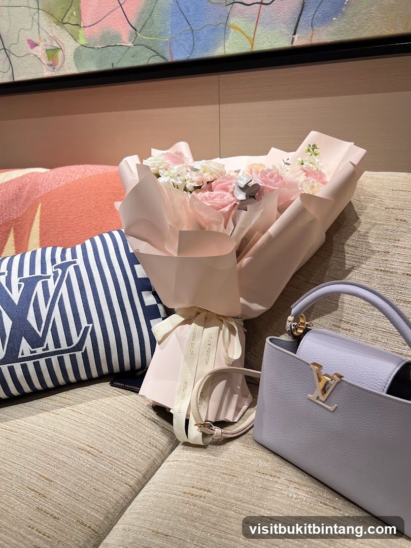 Louis Vuitton Bag and Flowers