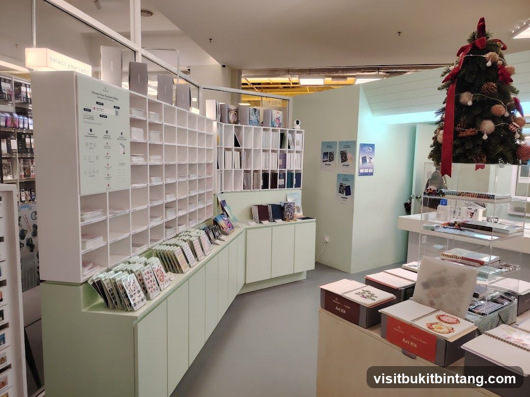Stationery Store Interior with Christmas Tree