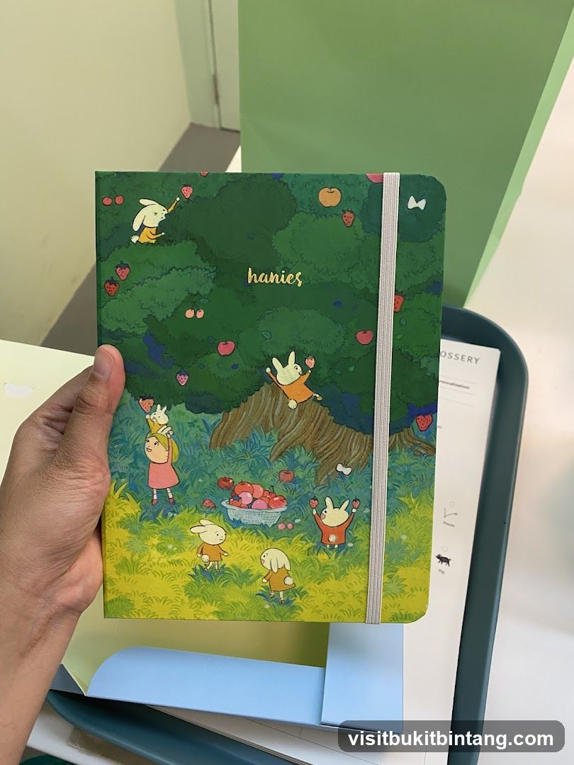 Notebook with Rabbit Illustration