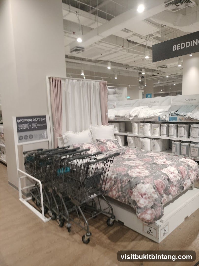 Bedding Display with Shopping Carts