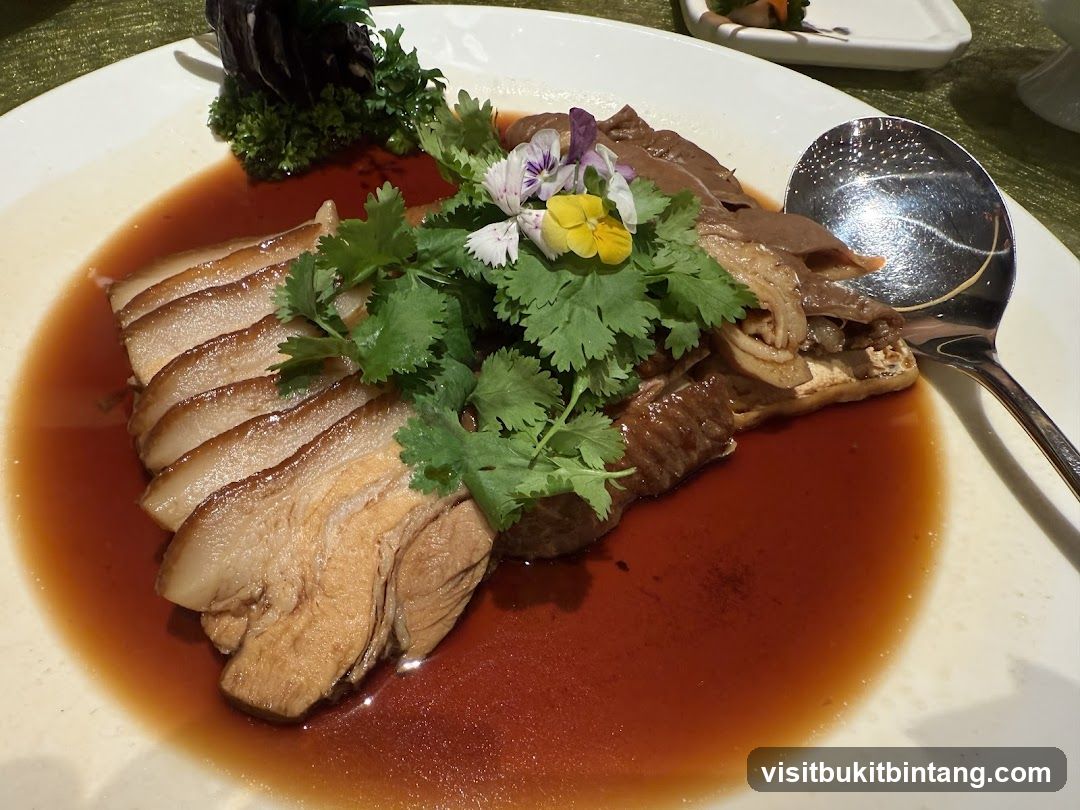 Braised Pork Belly with Edible Flowers