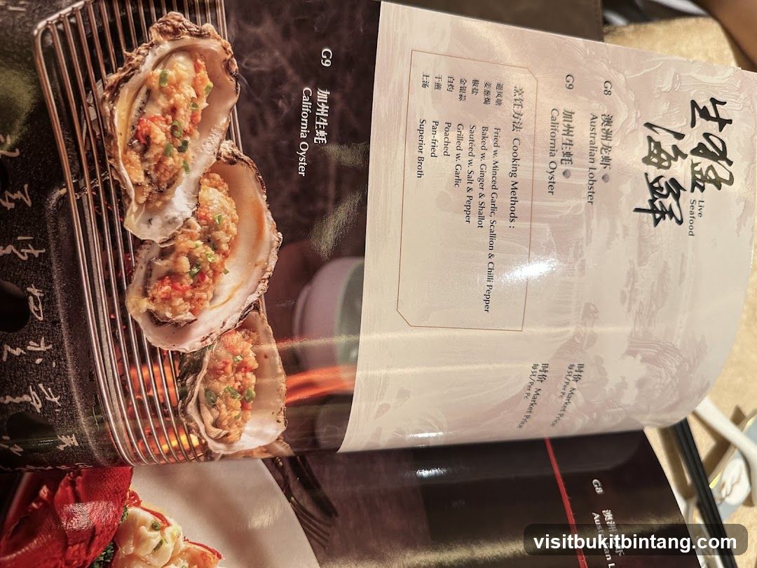 Live Seafood Menu