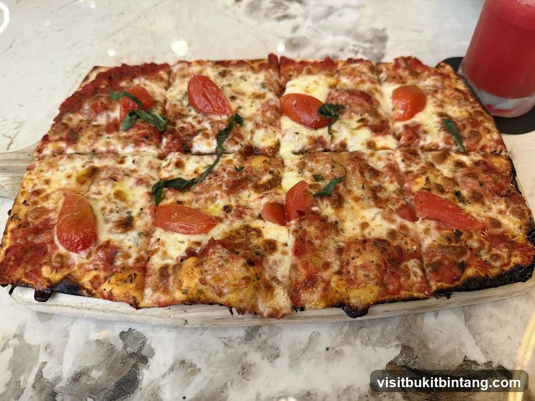 Rectangular Pizza with Tomatoes and Basil