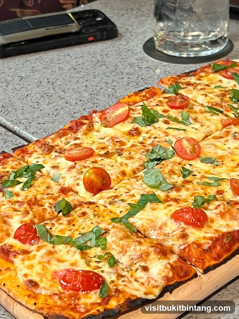 Rectangular Pizza with Tomatoes and Basil