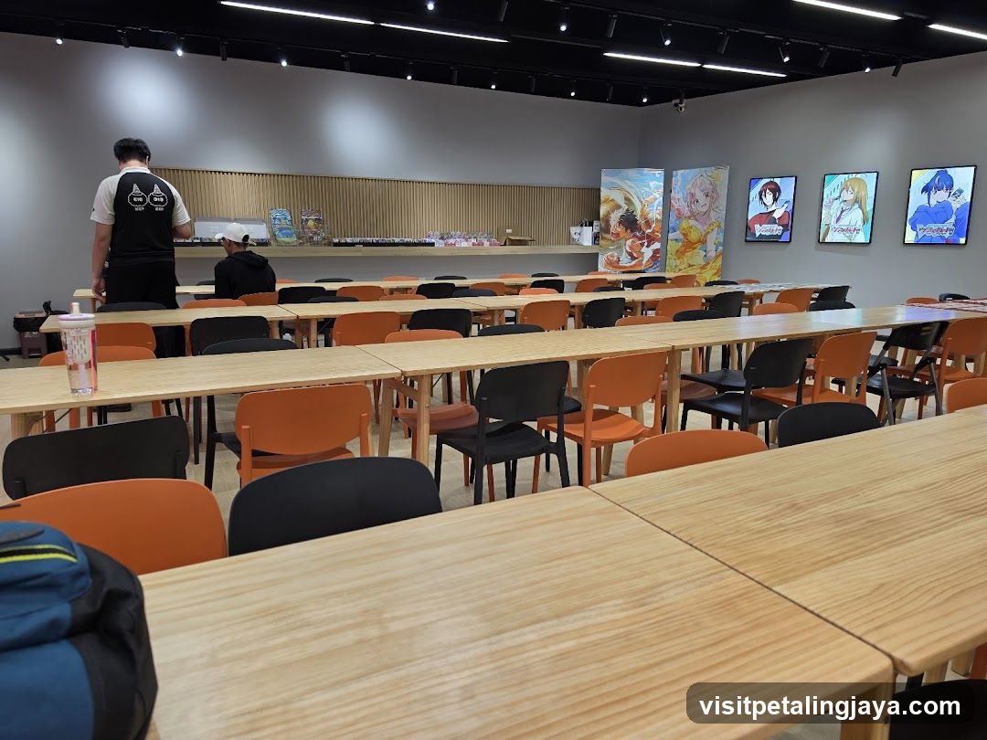 Anime-themed cafeteria interior