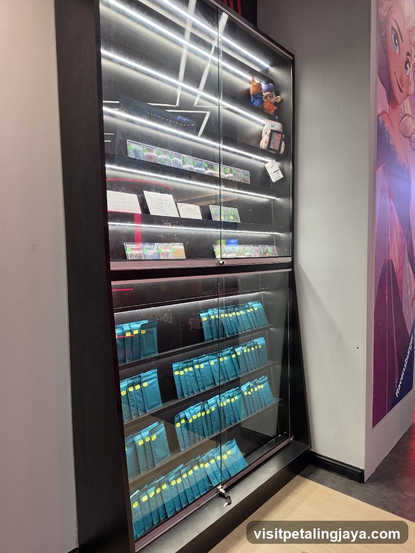 Display Cabinet with Merchandise and Cards