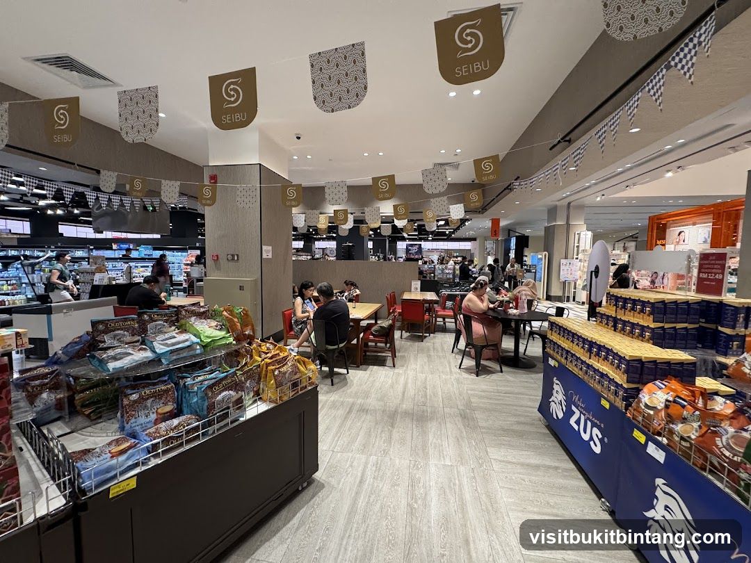 Interior of a store with seating area and merchandise displays