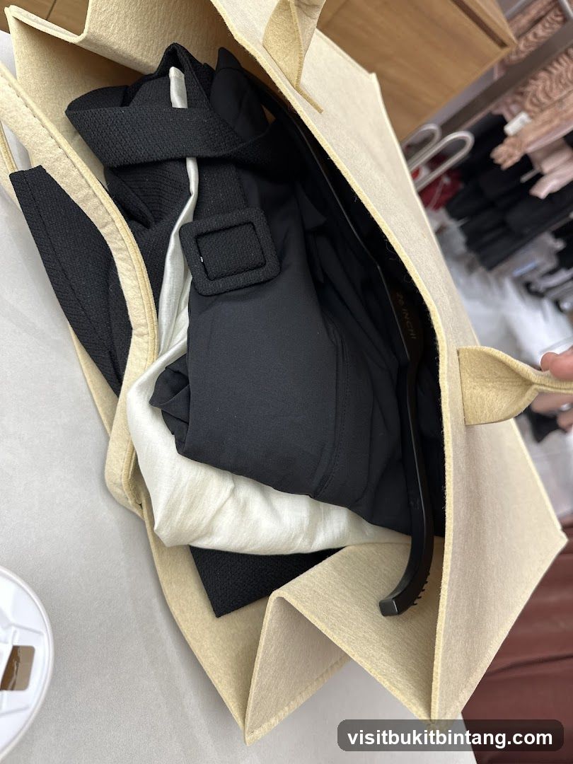 Tote bag with clothing