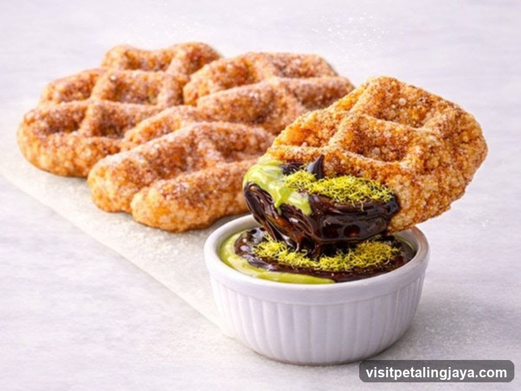 Waffle with Chocolate and Matcha Dip