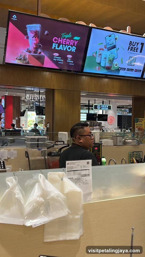 Beverage Shop Interior with Digital Screens
